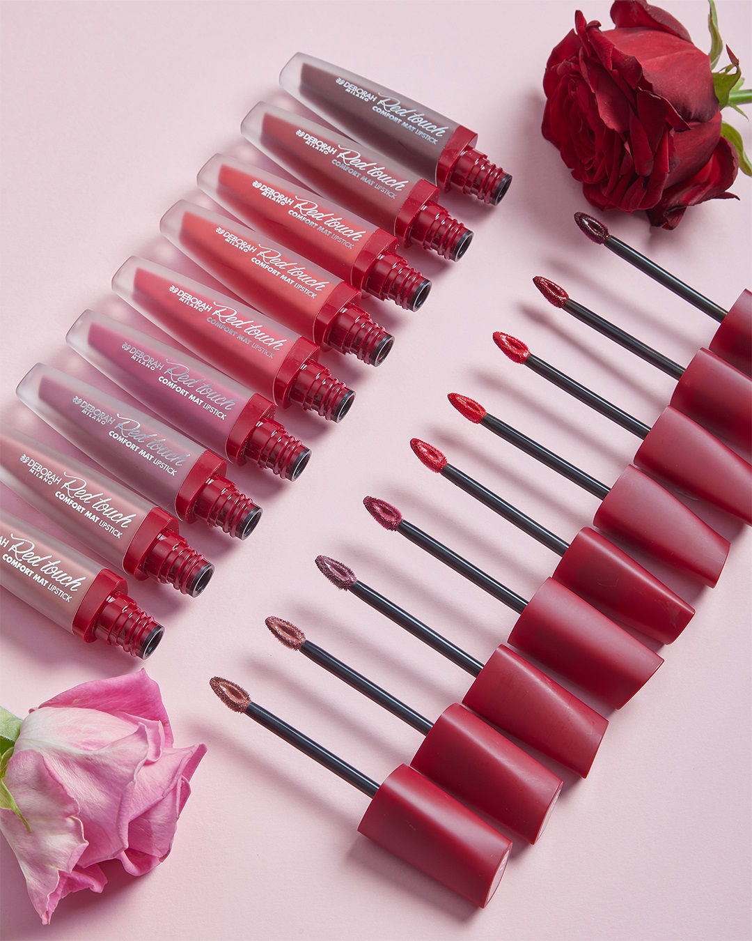 Deborah Milano Red Touch Lipstick Rossetto Liquido Matte N.11 Peachy Rose - Colore Intenso, No Transfer, Labbra Morbide e Vellutate, 4.5 gr