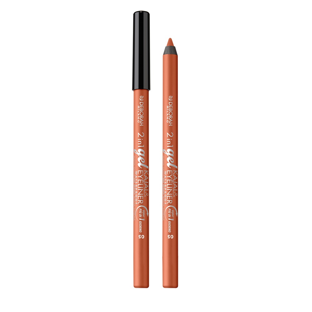 Deborah Milano Matita 2 In 1 Gel Kajal & Eyeliner Waterproof 05 Bronze - 1.21g, Ultra-pigmentata e Cremosa