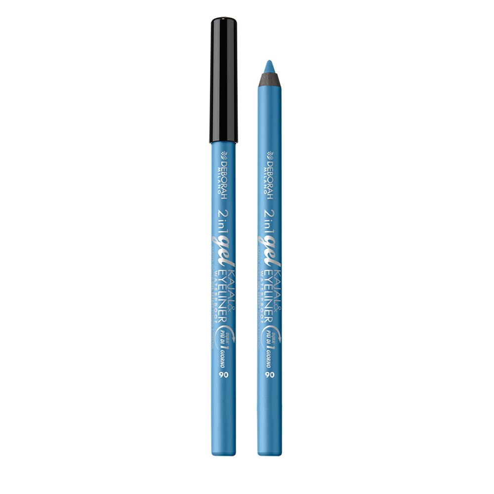 Deborah Milano Matita Occhi 2 in 1 Gel Kajal & Eyeliner Waterproof 06 Light Blue 1.21g - Lunga Durata, Tratto Ultra-pigmentato