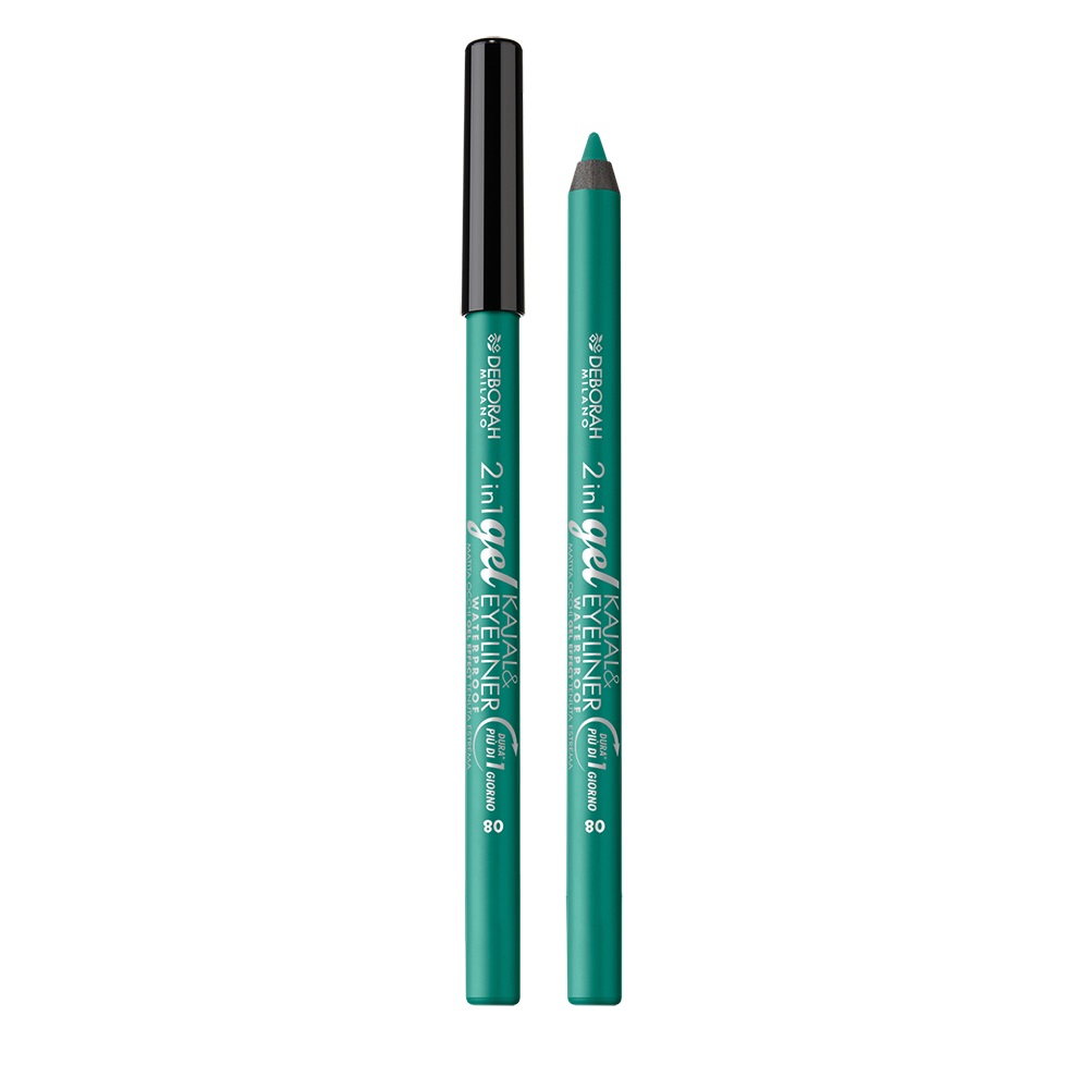 Deborah Milano Matita Occhi 2 in 1 Gel Kajal e Eyeliner Waterproof 08 Light Green, 1.21 g - Tratto Ultra-pigmentato e Cremoso