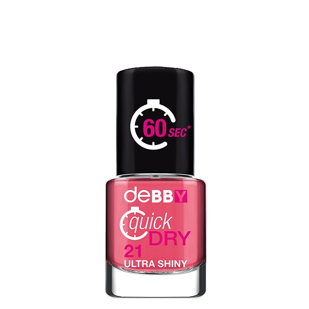 deBBY Smalto Quick Dry 21 Azalea Rose - Ad asciugatura rapida, effetto super glossy, coprenza assoluta