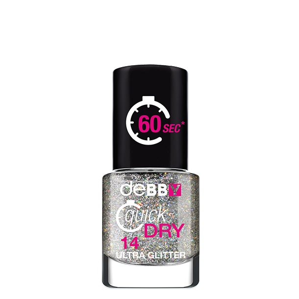 deBBY Smalto Quick Dry 14 Glitter Silver - Smalto ad asciugatura rapida con effetto glitter argento