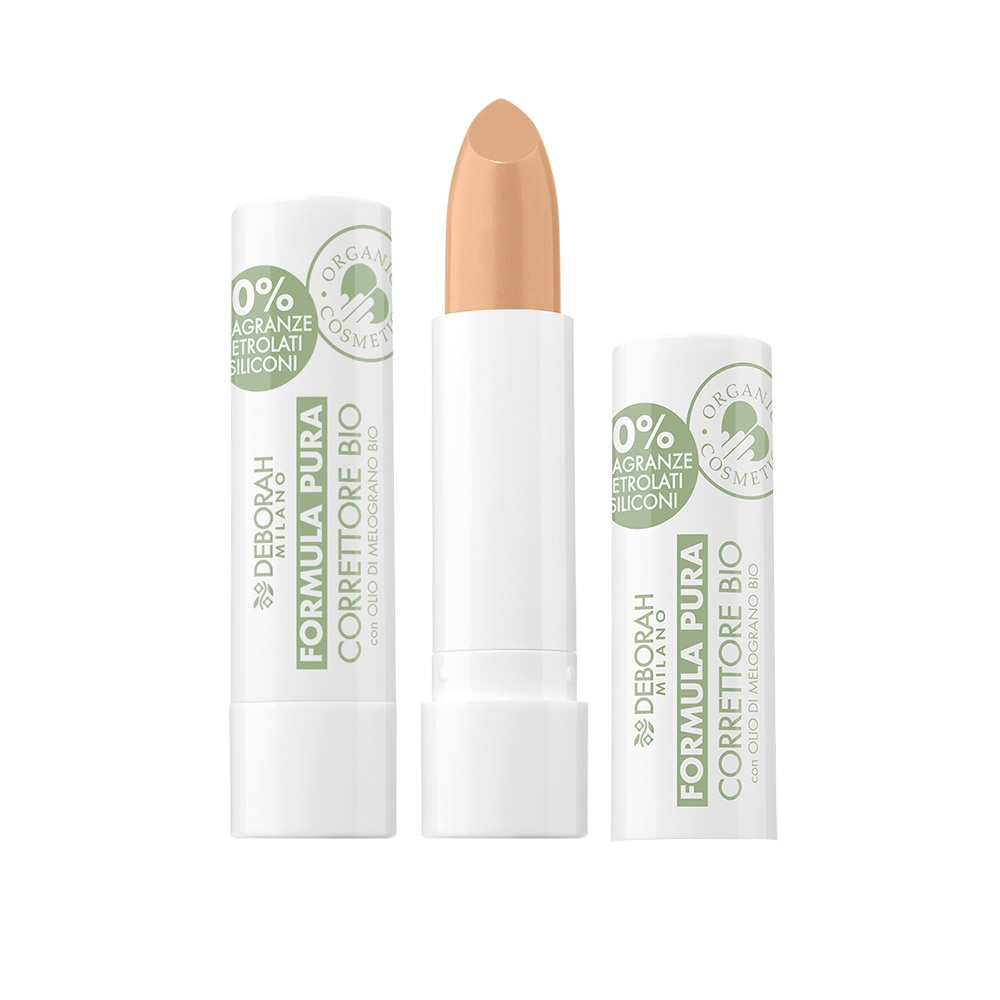 Deborah Milano Correttore Stick Bio 03 - 4.5 g, Antiocchiaie, Anti-imperfezioni, Copertura Impeccabile con Olio di Melograno, Vegan e Animal Friendly