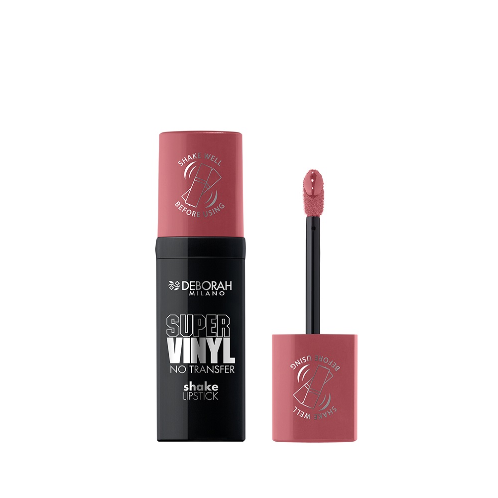 Deborah Milano Super Vinyl Shake Lipstick N.1 Rose 4 ml - Colore Intenso, No Transfer, Labbra Viniliche fino a 16 Ore