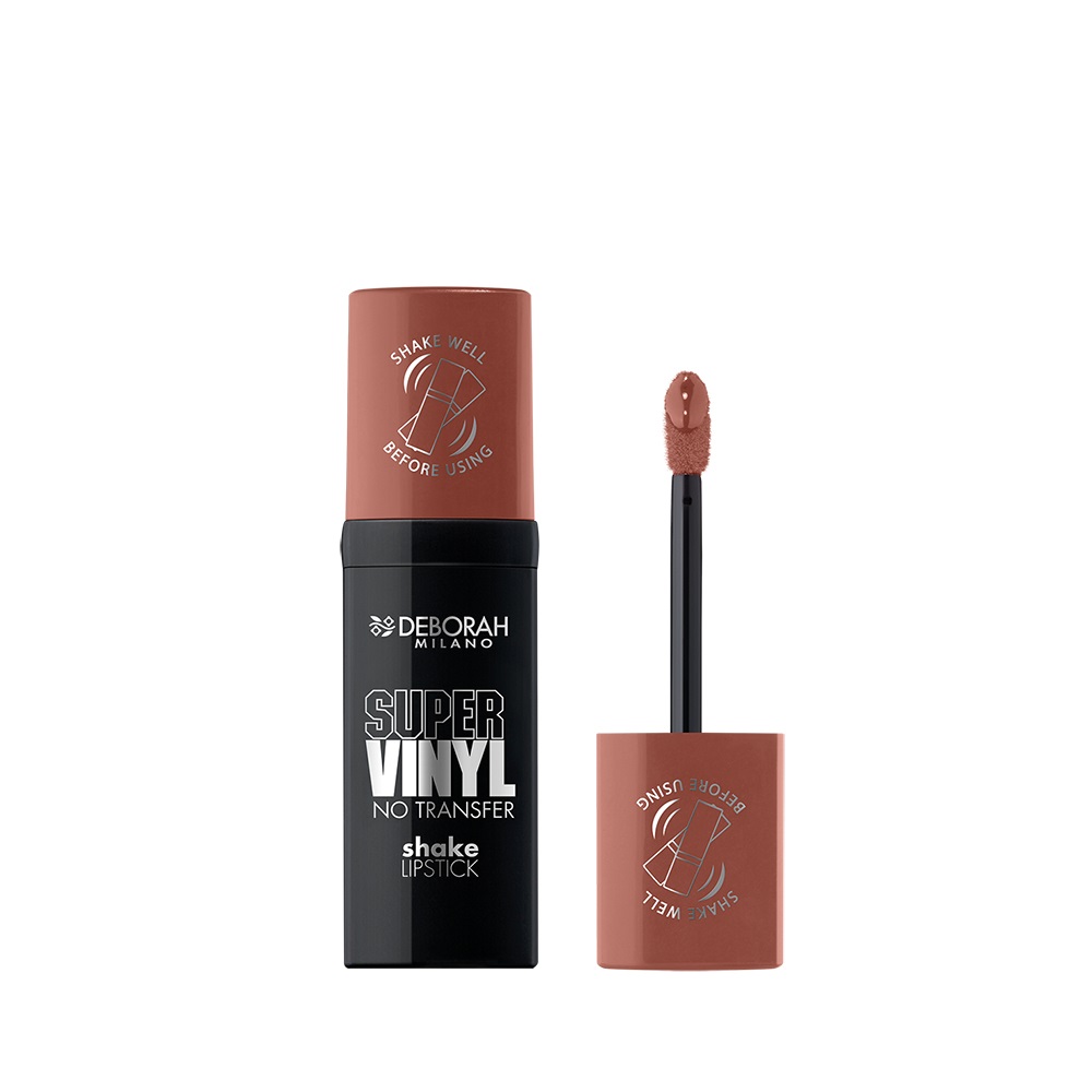 Deborah Milano Super Vinyl Shake Lipstick 02 Caramel - Rossetto Vinilico Brillante 4 ml, No Transfer, Fino a 16 Ore
