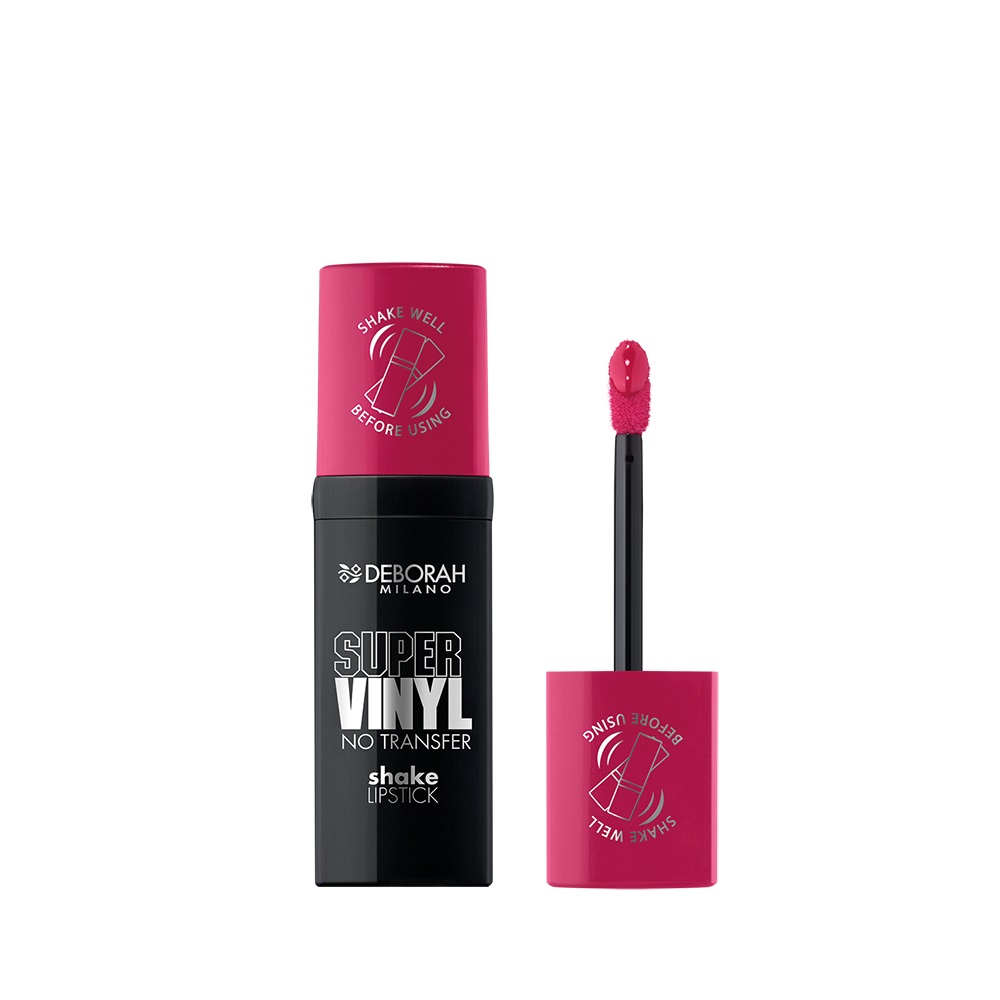 Deborah Milano Super Vinyl Shake Lipstick 03 Cherry Pink - Rossetto Liquido Vinilico, Colore Intenso e No Transfer, Labbra Impeccabili fino a 16 Ore, 4 ml