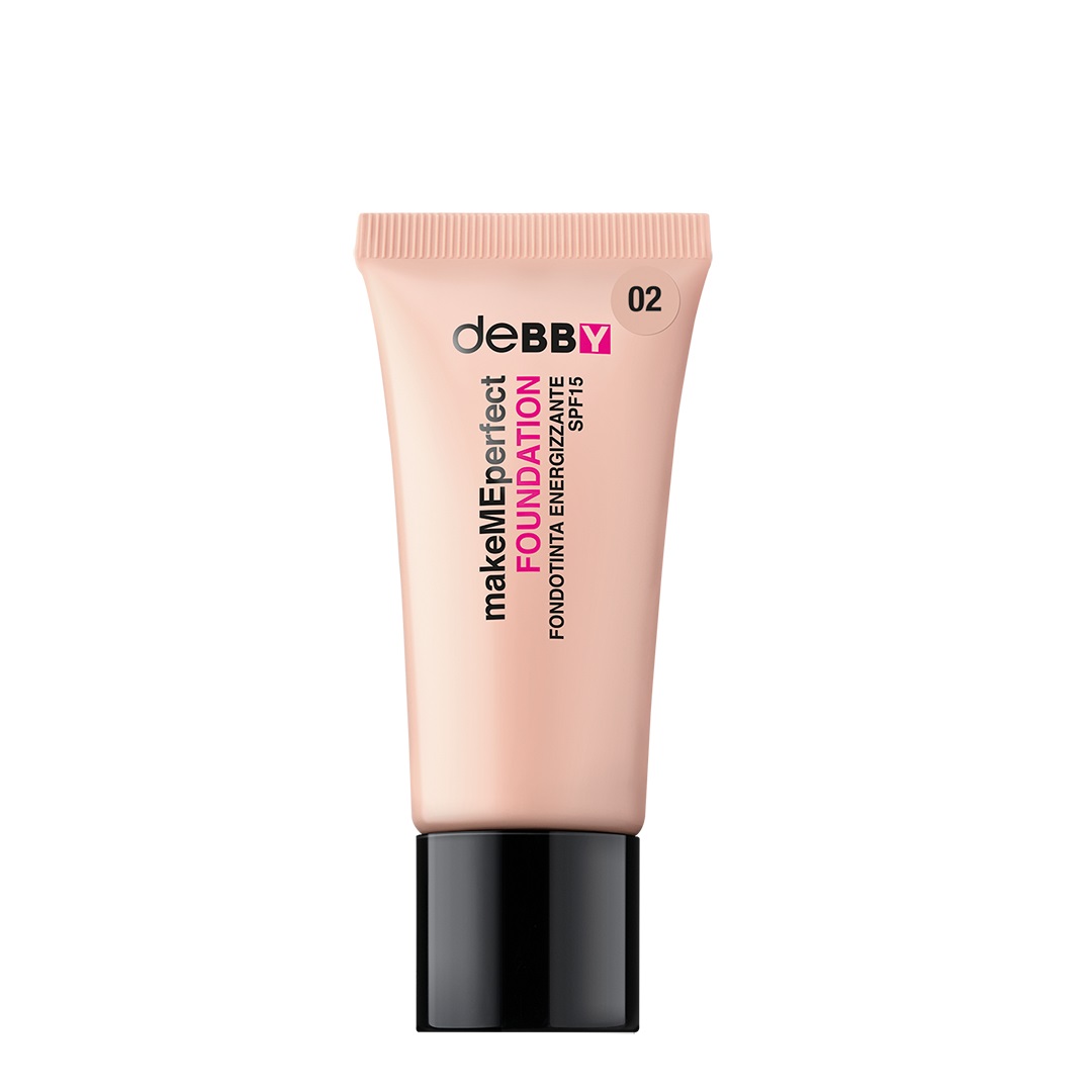 deBBY makeMEperfect Foundation 02 Nude - Fondotinta Liquido Energizzante Long Lasting con SPF15 e Proprietà Rigeneranti
