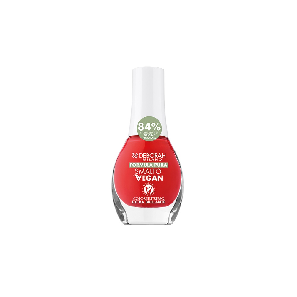 Deborah Milano Formula Pura Smalto Vegan 08 Corallo - 8,5 ml, Finitura Extra Lucida, Alta Copertura
