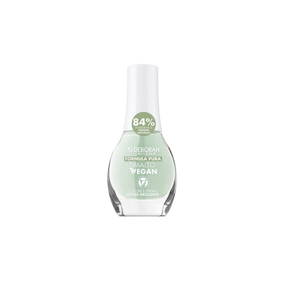 Deborah Milano Formula Pura Smalto Vegan 12 Latte e Menta - 8,5 ml, Colore Menta, Finitura Extra Lucida