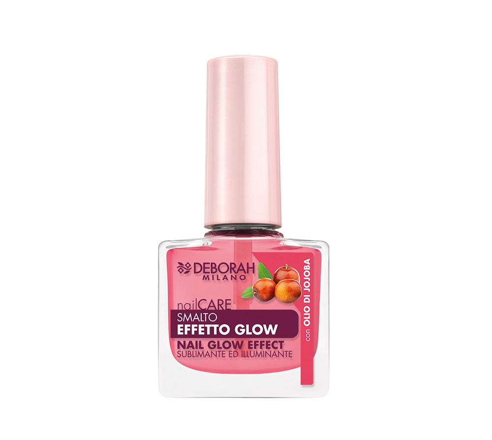 Deborah Milano Smalto per Unghie Illuminante Effetto Glow 8.5 ml - Rosa Tenue, Nutriente con Olio di Jojoba e AHA