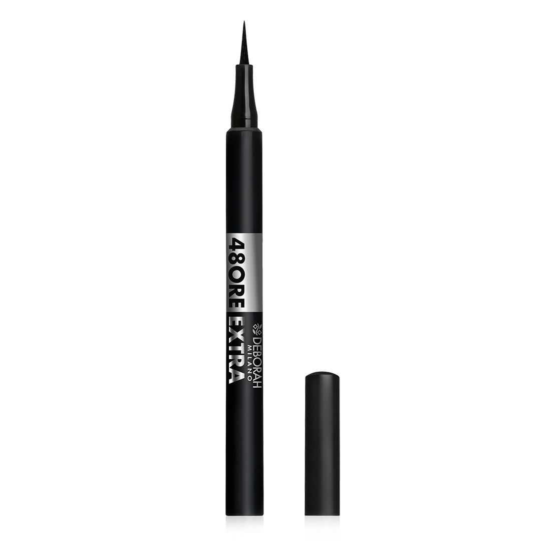 Deborah Milano 48 Ore Extra Eyeliner Liquido Nero Waterproof 2,5 g - Formula con Pigmenti Ultra-Neri e Applicatore in Feltro