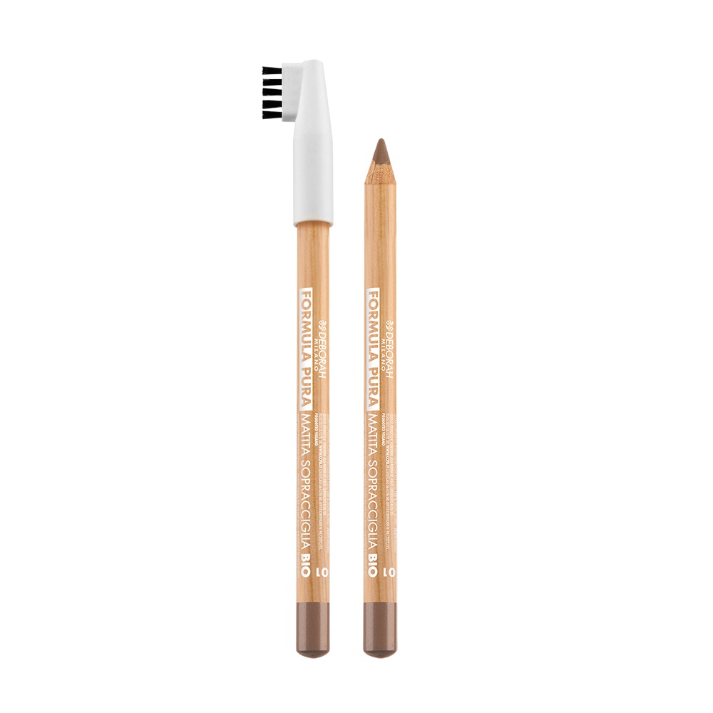 Deborah Milano Formula Pura Matita Sopracciglia Bio Light Brown - Vegana, Alta Tollerabilità, con Scovolino