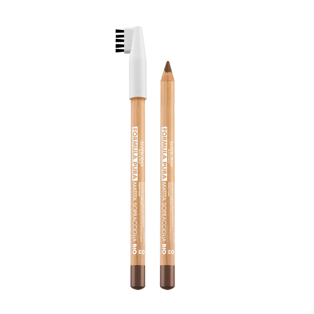 Deborah Milano Matita Sopracciglia Formula Pura 02 Medium Brown - Vegana, Naturale e Alta Pigmentazione