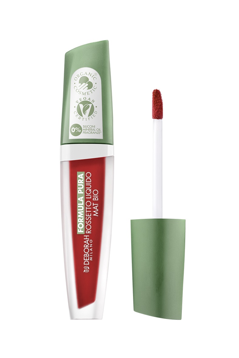 Deborah Milano Formula Pura Rossetto Liquido Mat Bio 05 Brick Red - Finish Opaco, Effetto Vellutato, Lunga Tenuta, 4.5 gr