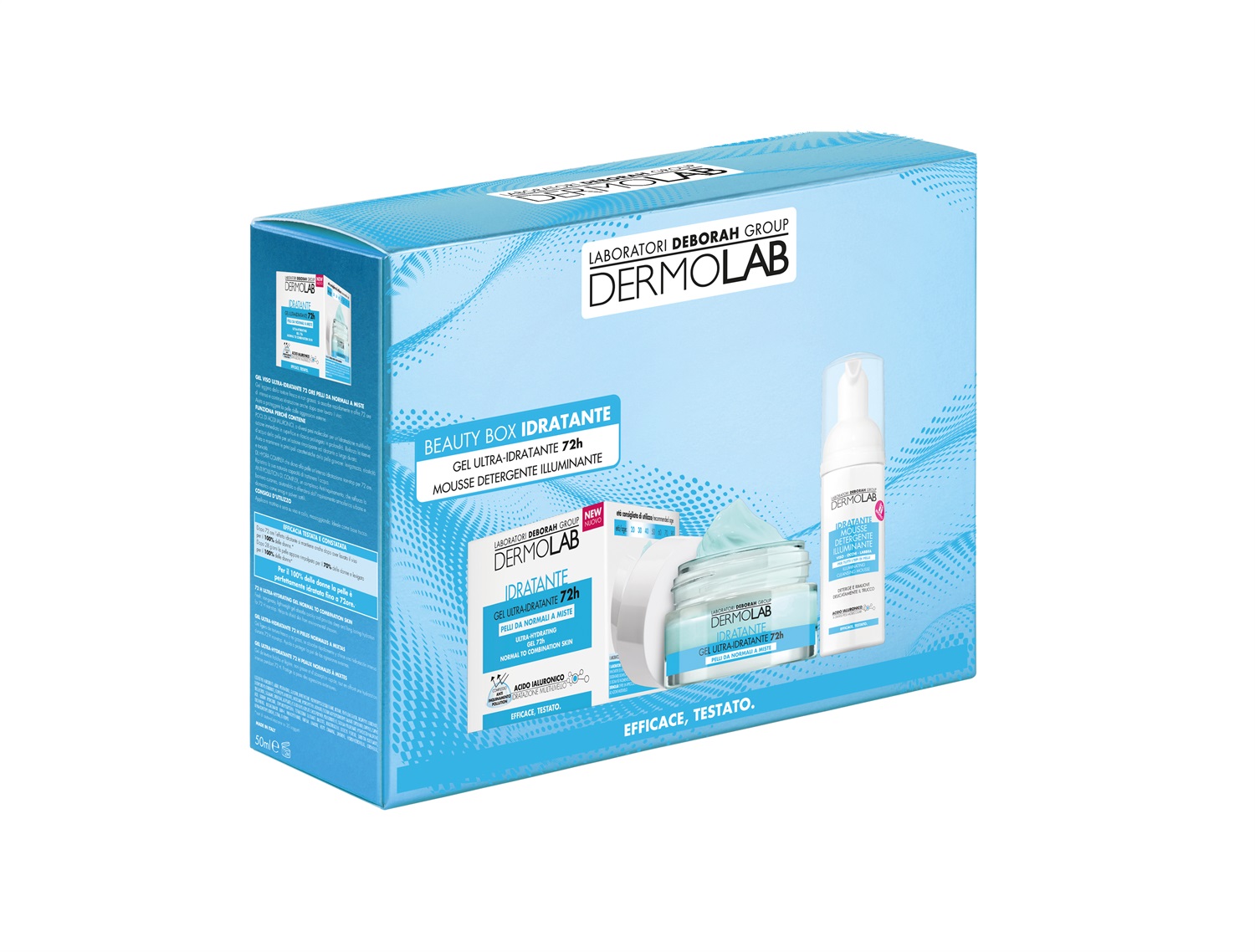 Dermolab Beauty Box - Kit Skincare Viso Completo con Gel Ultra-Idratante 72 Ore e Mousse Detergente Illuminante