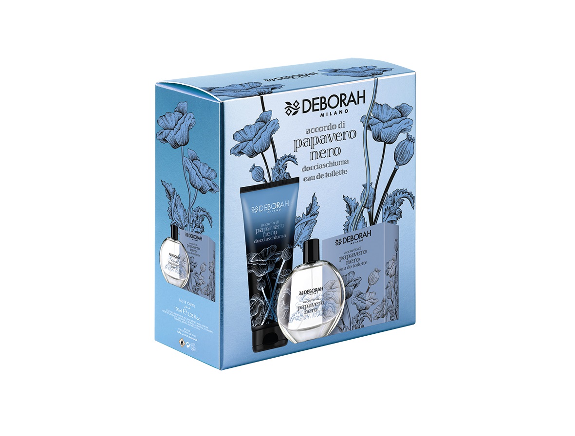 Deborah Milano Set Regalo Donna Accordo di Papavero Nero - Eau de Toilette 100ml Docciaschiuma 250ml