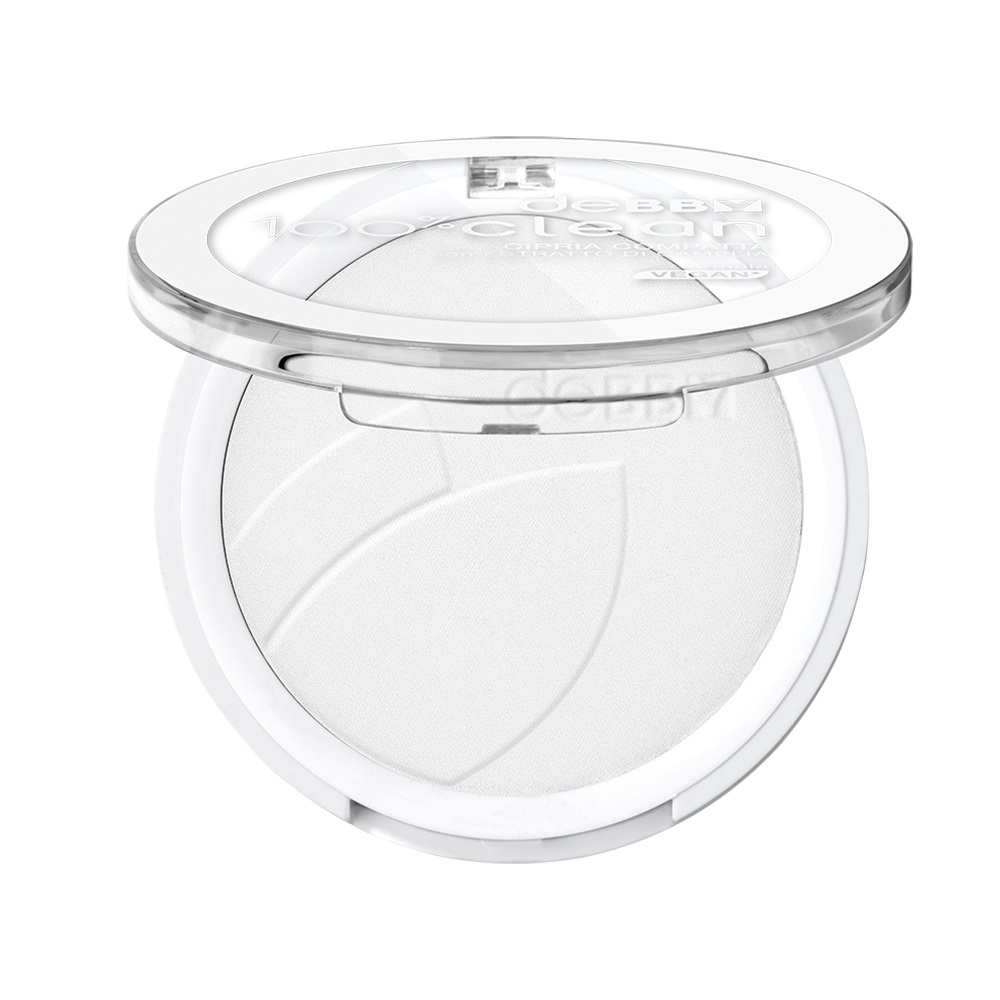 deBBY Cipria 100% Clean 00 Transparent - Cipria compatta opacizzante con estratto di Camelia, ideale per pelli sensibili
