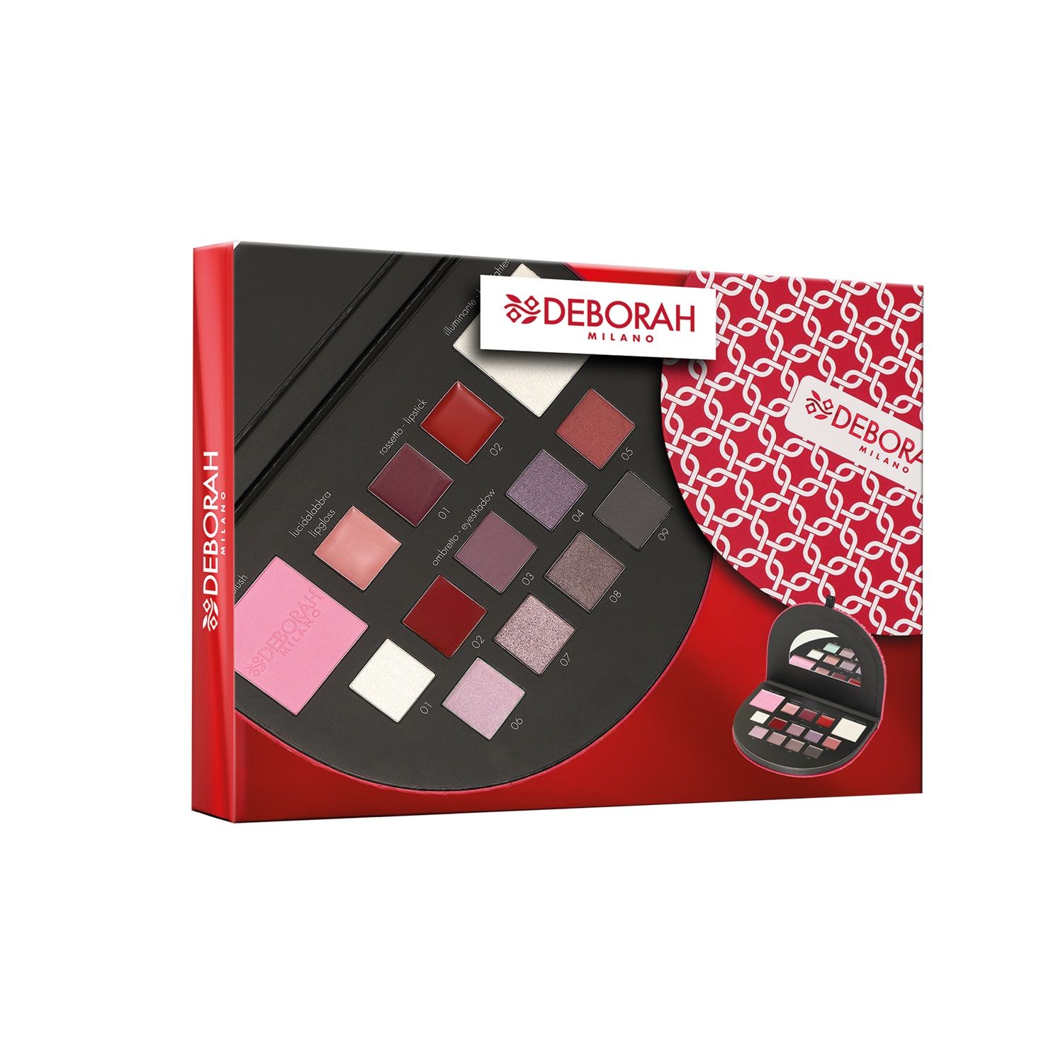 Deborah Milano Trousse Set Regalo Make Up N.1 Toni Freddi - Include Ombretti, Gloss, Rossetti, Blush e Illuminante in Carta FSC