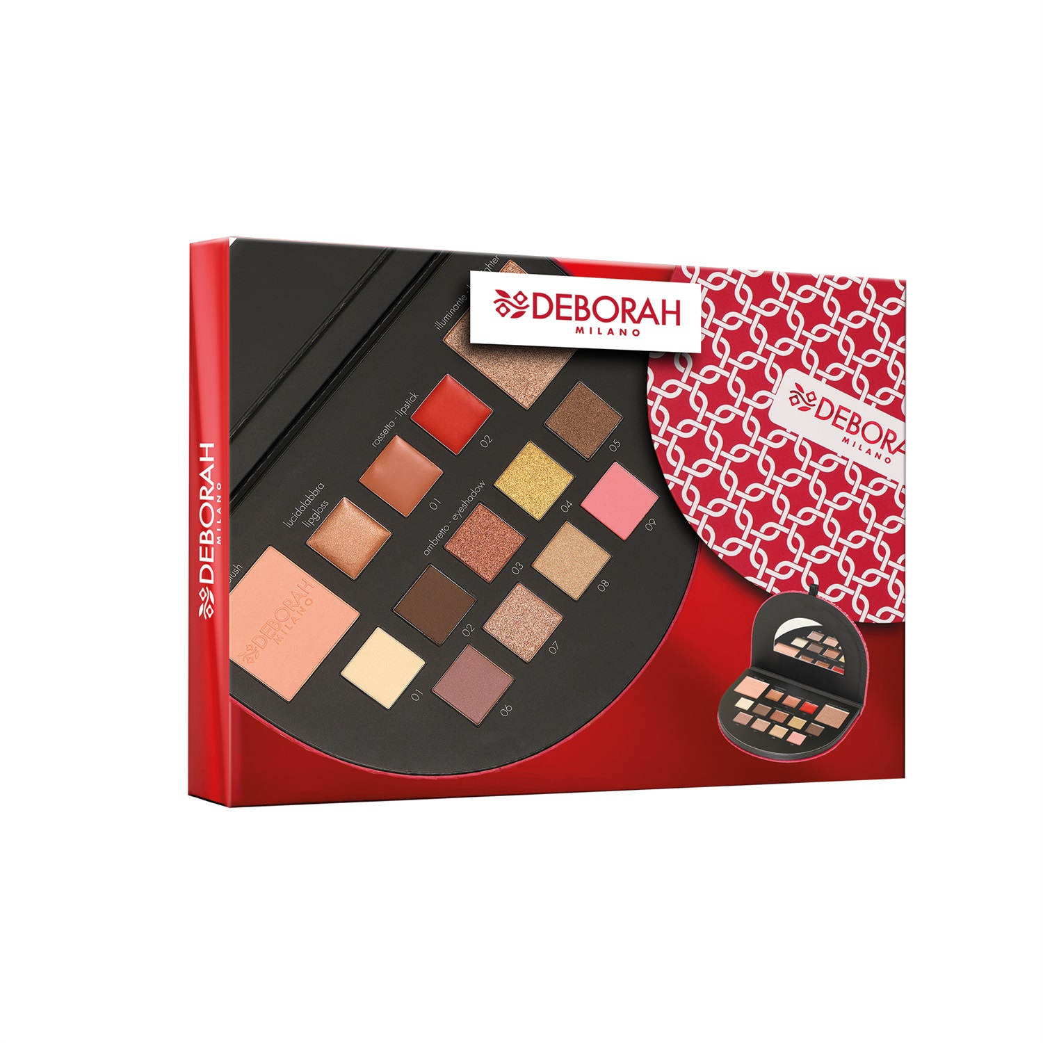 Deborah Milano Trousse Make Up Volume 1 Toni Caldi - Set Completo con Ombretti, Gloss, Blush e Illuminante in Carta FSC