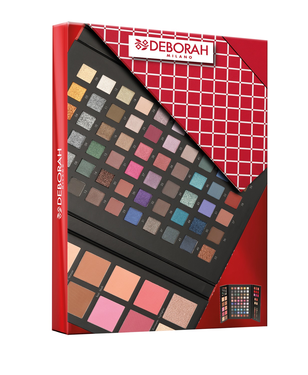 Deborah Milano Trousse Set Regalo Donna Make Up Beauty Gift n.4 Large - Include 60 Ombretti, 9 Rossetti, 2 Gloss, Fard, Illuminanti e altro
