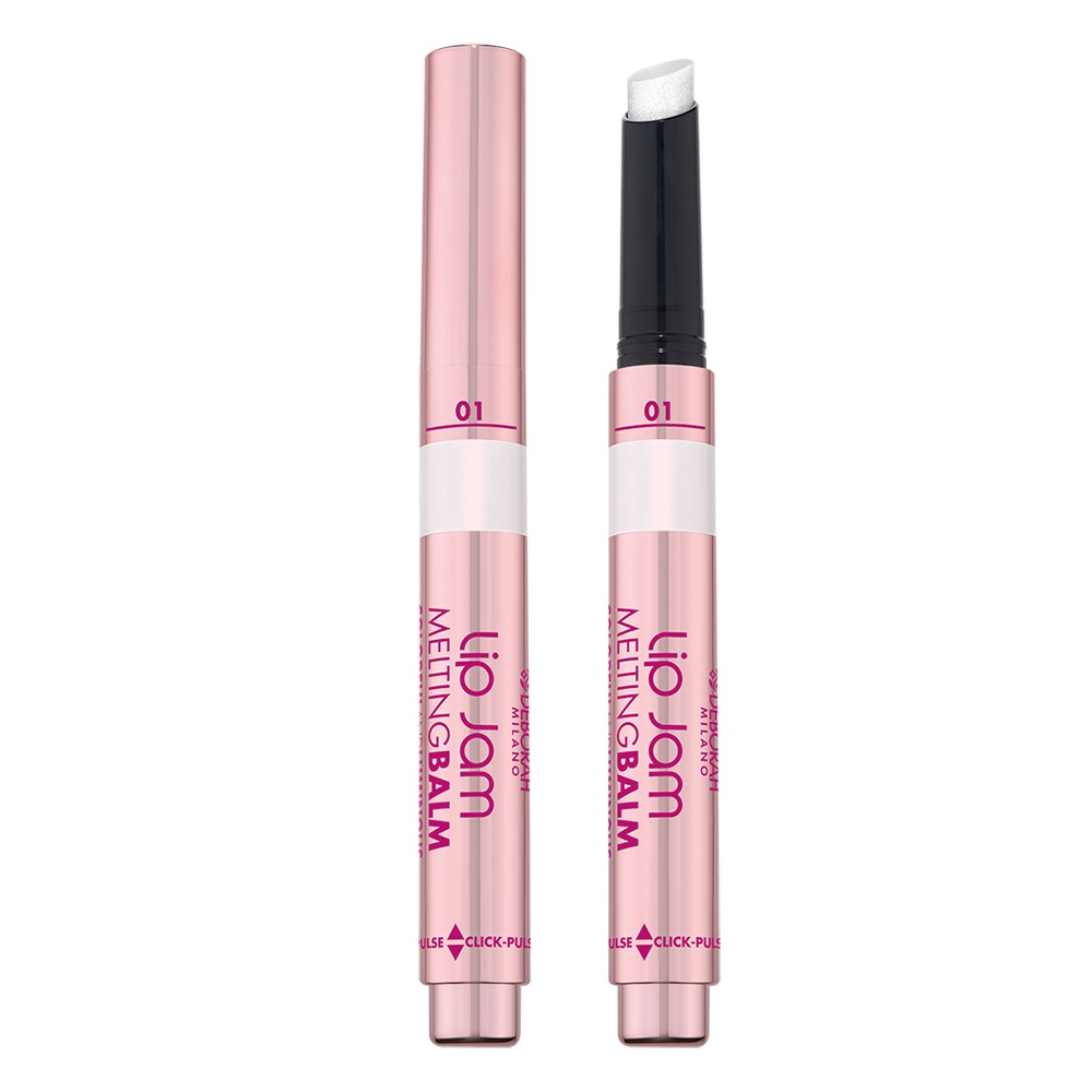 Deborah Milano Lip Jam Melting Balm 01 Glam Coconut 2g - Balsamo Labbra Colorato e Brillante, Idratazione fino a 12 Ore, Texture Fondente e Finish Luminoso