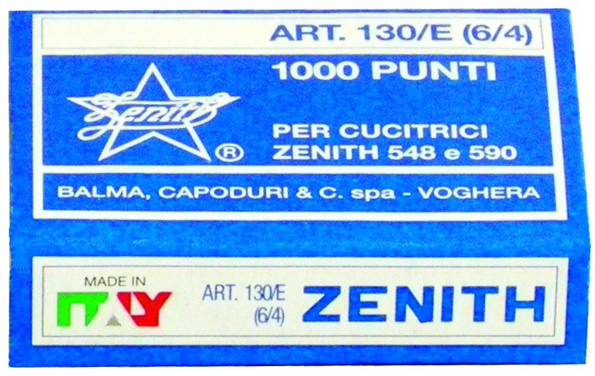 Zenith Punti 130/E per Blister (Standard 6/4) - Confezione da 4 Scatole da 1.000 Punti in Acciaio Naturale con Gambine di 4 mm