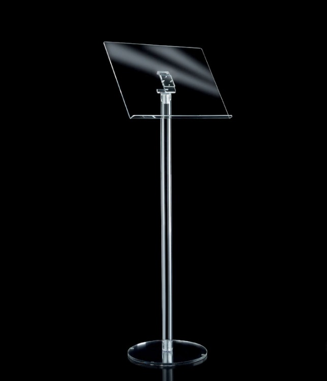 Tecnostyl Leggio da Terra in Acrilico Trasparente con Base Circolare - Dimensioni 32x48 cm