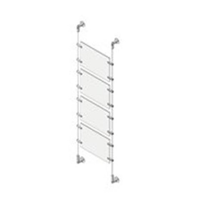 Tecnostyl SC41A4H Sistema a Cavetto per 4 Pannelli Porta-Avvisi A4 in Acrilico Trasparente con Fissaggio a Parete - 35,5x45x400 cm