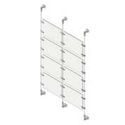 Tecnostyl Sistema a Cavetto 8 Pannelli Porta-Avvisi A4 in Acrilico Trasparente con Fissaggi in Alluminio Silver - SC82A4H