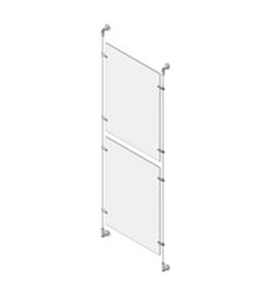 Tecnostyl Sistema a Cavetto per 2 Pannelli Porta-Avvisi 50x70 cm in Acrilico Trasparente con Fissaggi in Alluminio Satinato