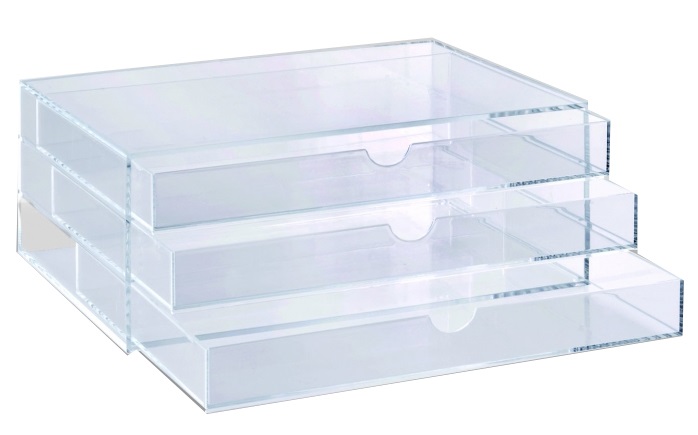 Tecnostyl Cassettiera da banco in acrilico trasparente con divisori 32,5x23,5x13 cm - ACRD040
