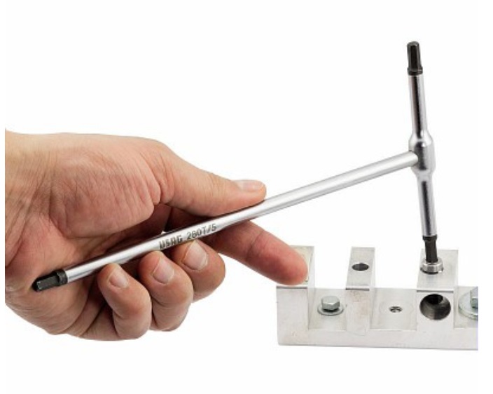 USAG 280 T - Chiave esagonale a T Metrica 5 pz, Acciaio Cromo Vanadio, 18 cm