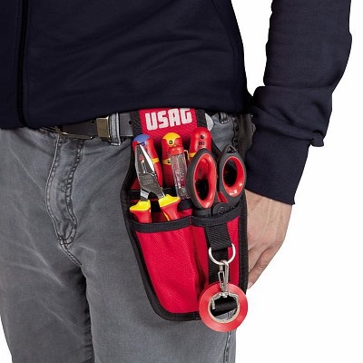 USAG 007 MV Marsupio Portautensili Vuoto in Tessuto ad Altissima Resistenza con 4 Tasche Elasticizzate e Gancio Porta Nastro