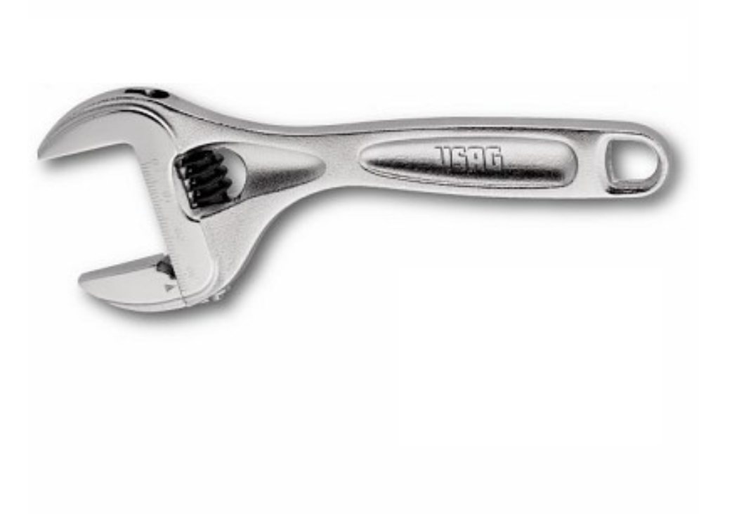 USAG Chiave Regolabile a Rullino Corta 150mm - USAG 294 AC U02940010, Lunghezza Ridotta del 46%, Apertura Ganasce da 12