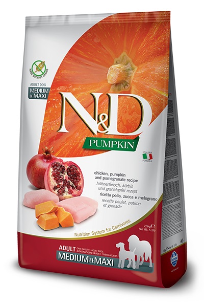 Farmina N&D Pumpkin - Alimento Secco per Cani Adulto Medium/Maxi con Pollo, Zucca e Melograno - 12 kg