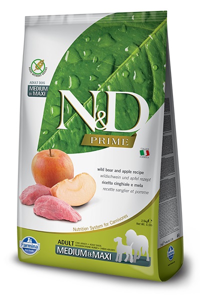 Farmina N&D Prime Cinghiale e Mela 2,5 kg - Alimento Secco Completo per Cani Adulti Medium e Maxi, Grain Free