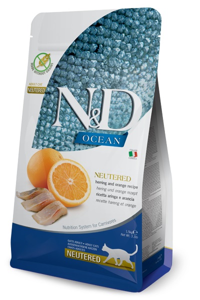 Farmina N&D Ocean Cibo Secco per Gatti Adulto Sterilizzati con Aringa e Arancia - 1,5 kg