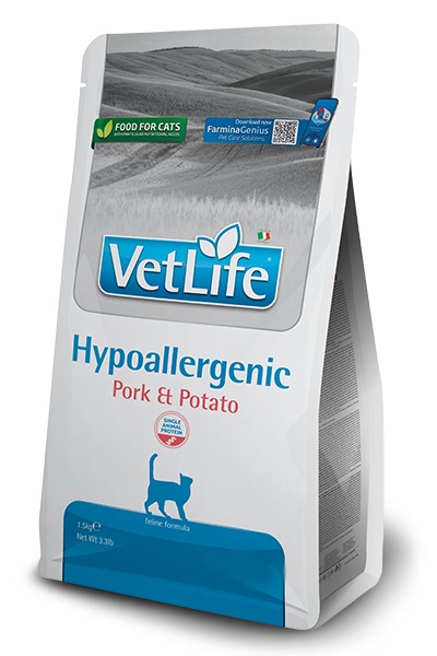Farmina Vet Life Hypoallergenic Cibo Secco per Gatti con Maiale e Patate - 400 g