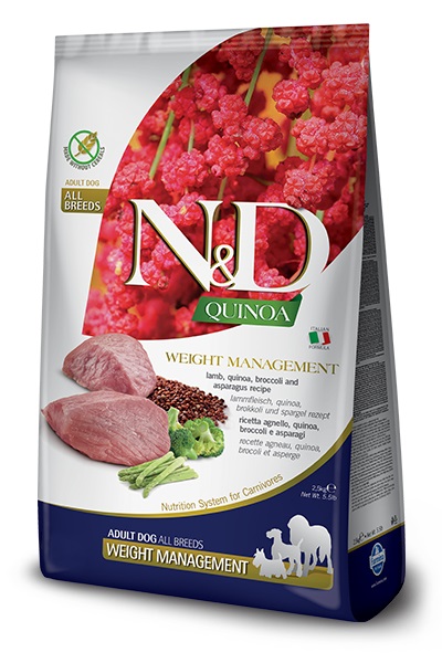 Farmina N&D Quinoa Weight Management Agnello, Broccoli e Asparagi - Alimento Secco per Cani Adulti Medium & Maxi - 7 kg