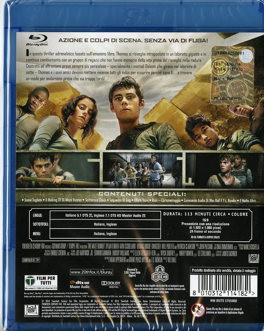 20th Century Fox Maze Runner - Il Labirinto (Blu-Ray) - Film di Azione e Avventura di Wes Ball