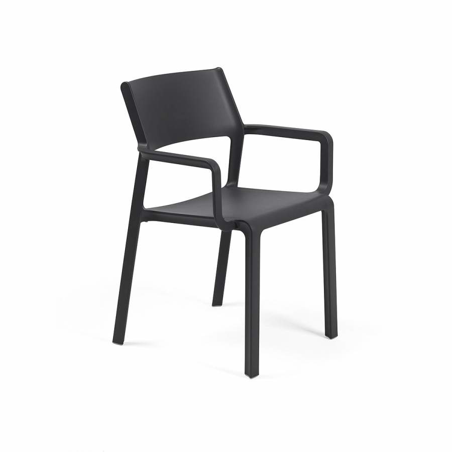 Nardi Poltrona Trill Armchair Antracite - Sedia Impilabile in Polipropilene Fiberglass con Braccioli e Piedini Antiscivolo