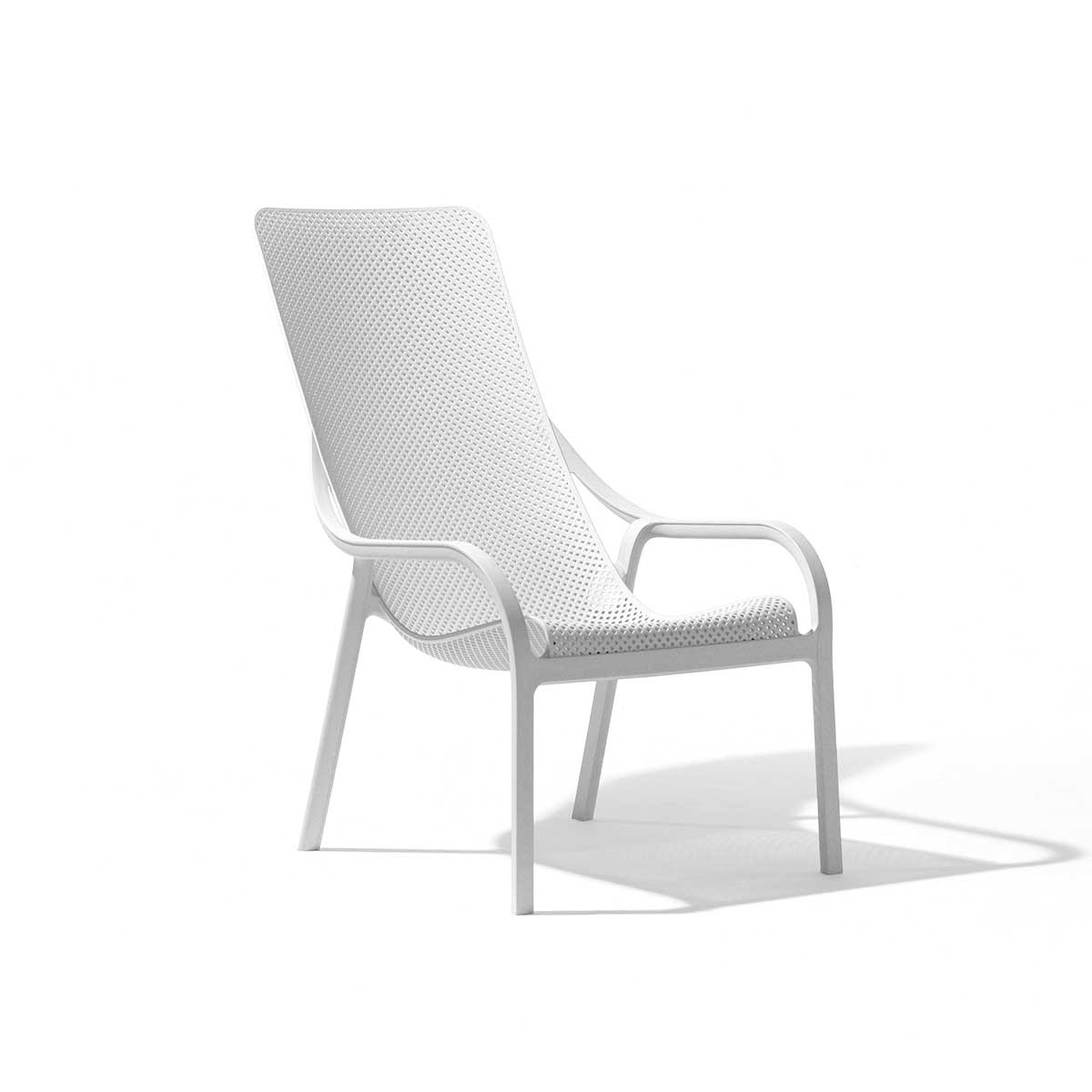 Nardi Poltrona Net Lounge Bianca - Polipropilene Fiberglass Riciclabile, Design Avvolgente, Impilabile, Anti-UV