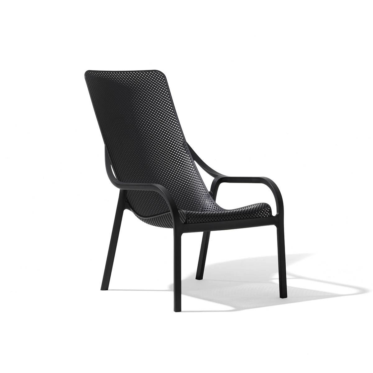 Nardi Poltrona Net Lounge Antracite - Outdoor in Polipropilene Fiberglass Riciclabile, Resistente all'Acqua e Anti-UV