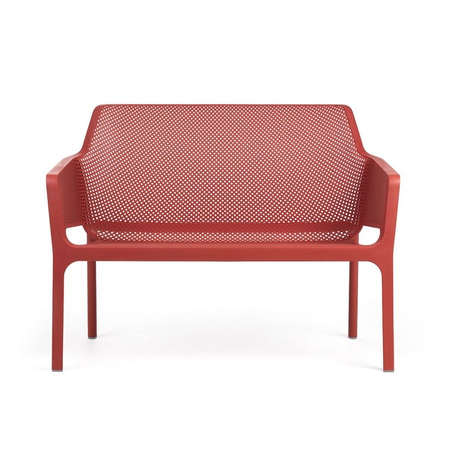 Nardi Net Bench Panca da Esterno Corallo con Schienale - Polipropilene Fiberglass, Design Moderno, Resistente ai Raggi UV