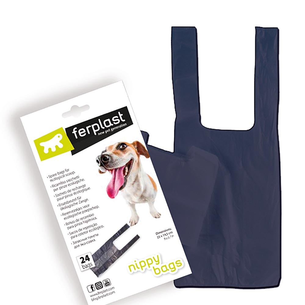 Ferplast Sacchetti Igienici Nippy L270 - 24 Pz in Nylon per Pinza Ecologica per Cani