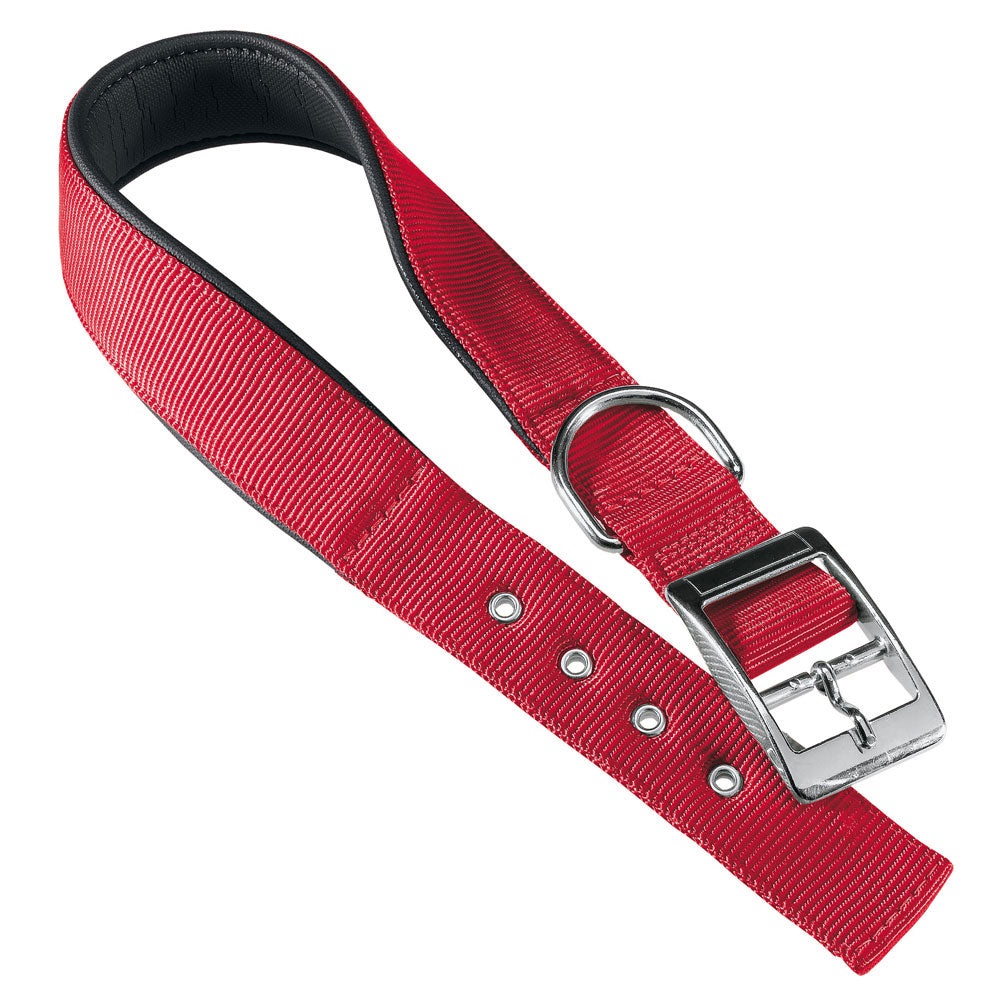 Ferplast Daytona C Collare per Cani in Nylon Rosso con Imbottitura Morbida e Chiusura in Metallo Cromato (25-53 cm)