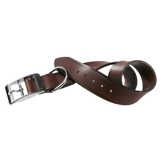 Ferplast Collare VIP C30/55 Marrone in Cuoio di Toro - Regolabile, Larghezza 30 mm, Fibbia in Metallo Cromato