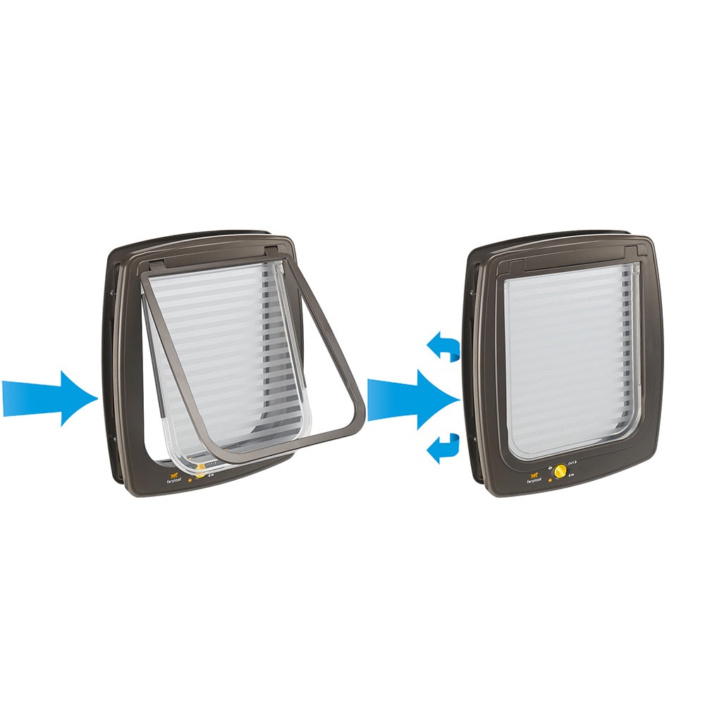 Ferplast Swing 7 Gattaiola Magnetica per Cani e Gatti - Sistema Magnetico, 4 Modalità di Chiusura, Protezione Antivento, Colore Marrone