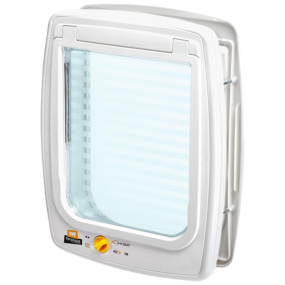 Ferplast Swing 11 Bianca - Porta Basculante per Cani di Taglia Media e Gatti - 31 x 9,6 x h 38,4 cm - Sistema di Chiusura a 4 Vie