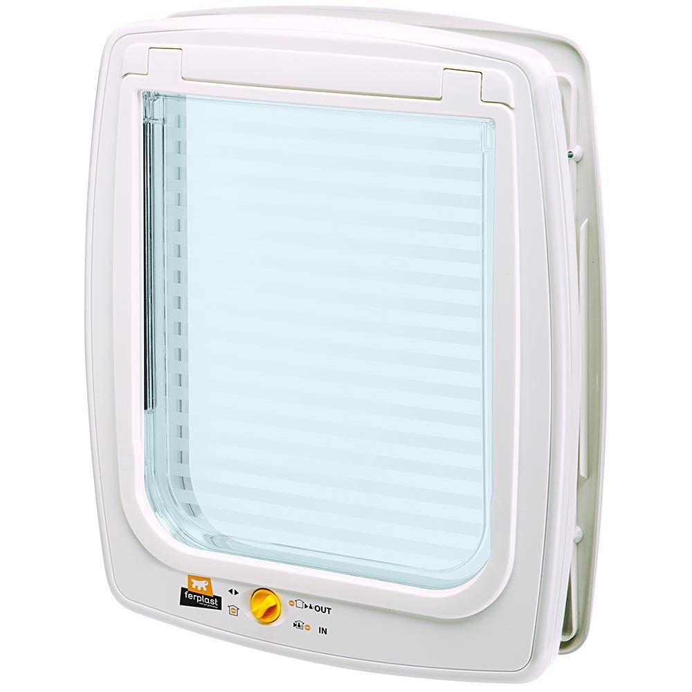 Ferplast Swing 15 Gattaiola Bianca - Porta Basculante per Cani di Taglia Grande con Chiusura a 4 Vie e Sistema Wind Stopper